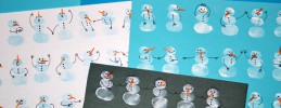 Weihnachtsbasteln, Schneemann mit Fingerstempeln basteln